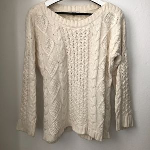 Madewell cable knit sweater, cream, size L